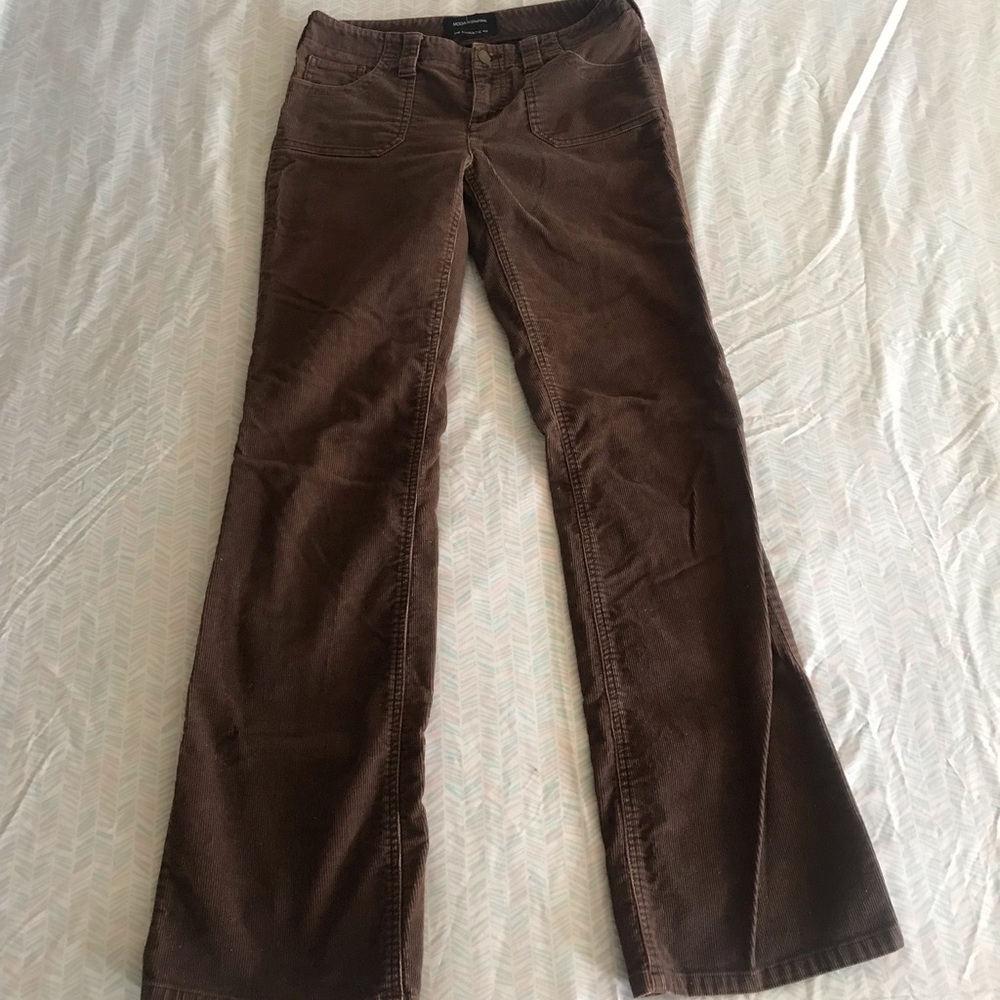 Women’s brown corduroy flared pants Moda International size 4 long